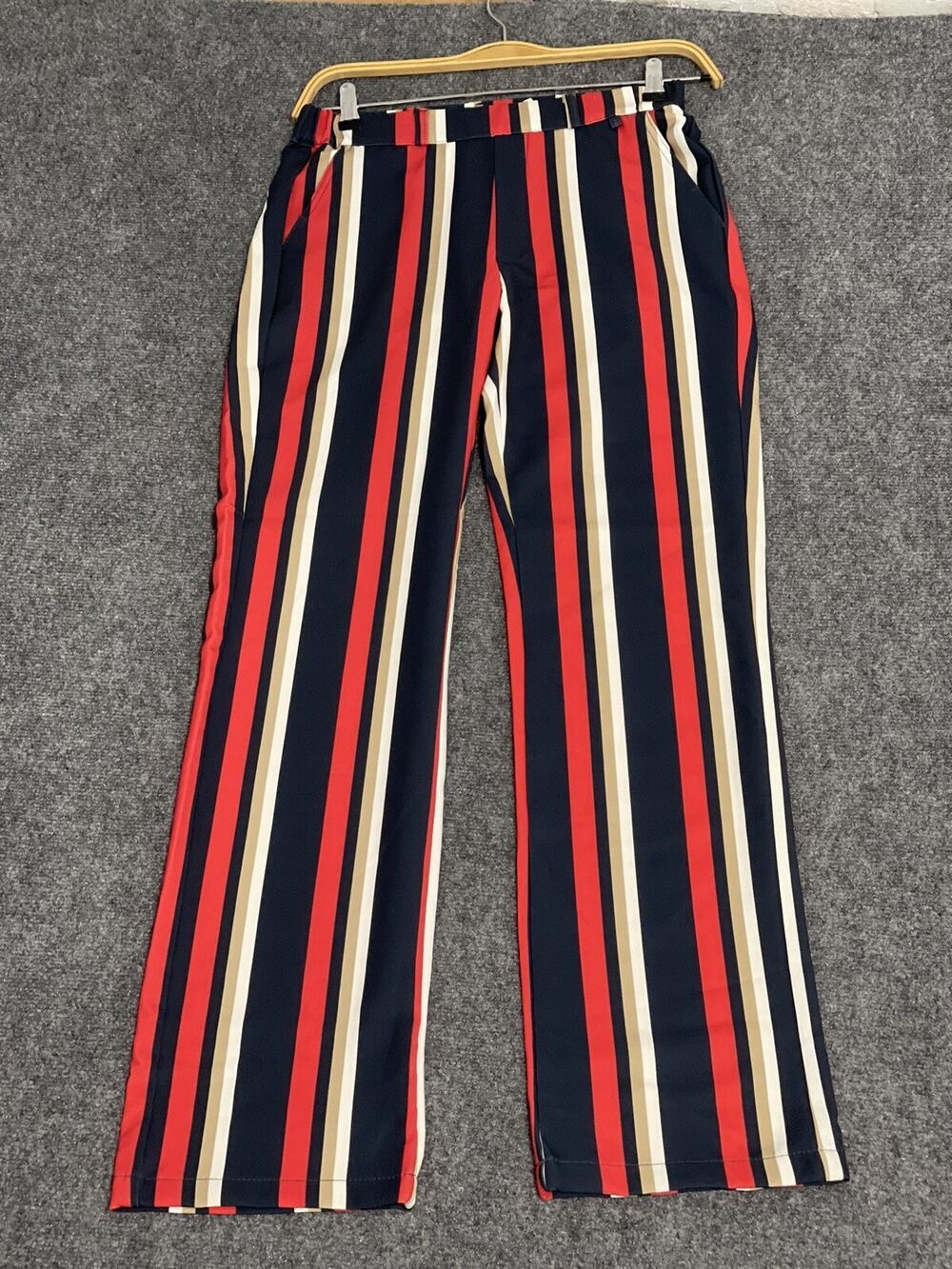 Parami Pants Womens 4 Striped Bloomer Wide Leg Career Pants Chino Red N263